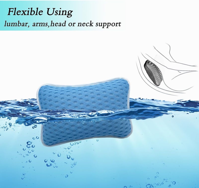 Rasenoo Bath Pillows for tub,Home Spa Pillows for Bathtub, Hot Tub,Head and Neck Support with 2 Strong Suction Cups,Blue - Image 3